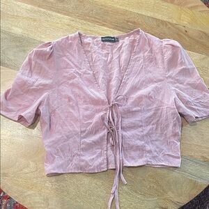 PrettyLittleThing Blush Tie-Front Blouse